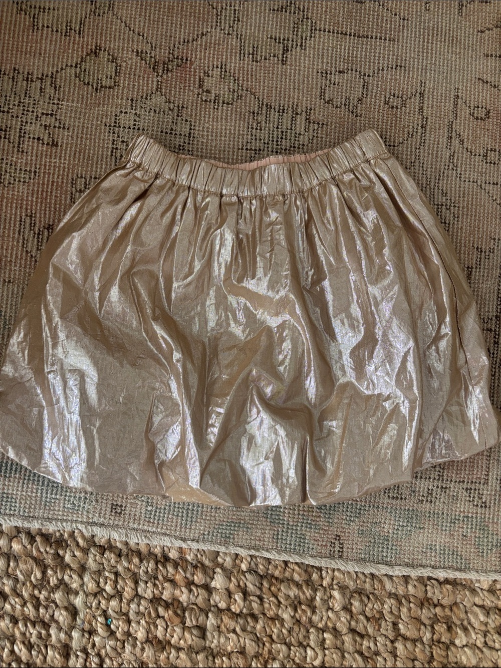 Crewcuts Iridescent Champagne Metallic Bubble Skirt